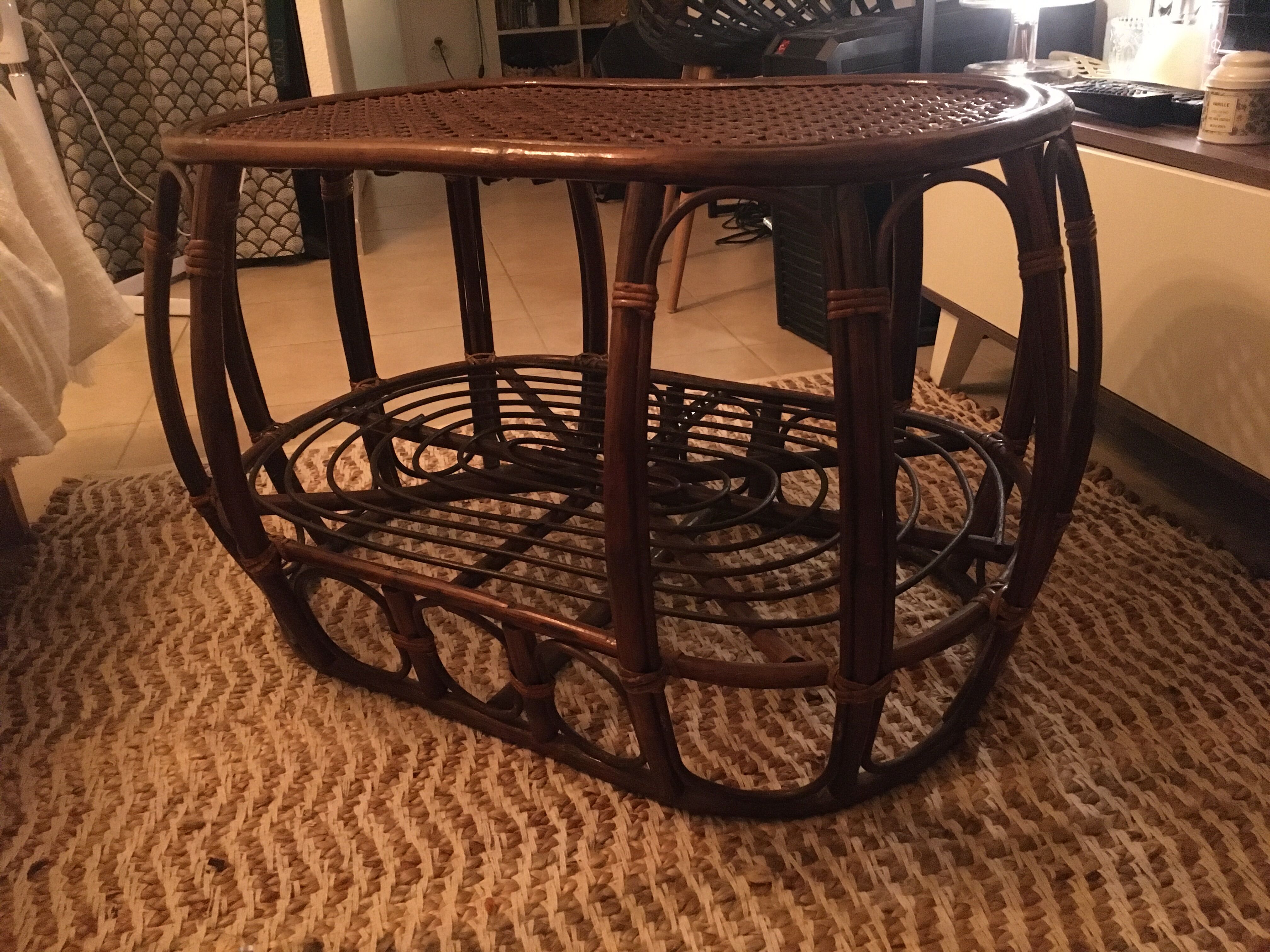 Rattan and caning coffee table