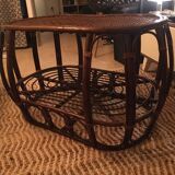 Rattan and caning coffee table