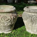 Pair of Medici pot caches in reconstituted stone