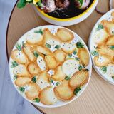 6 orange slip plates