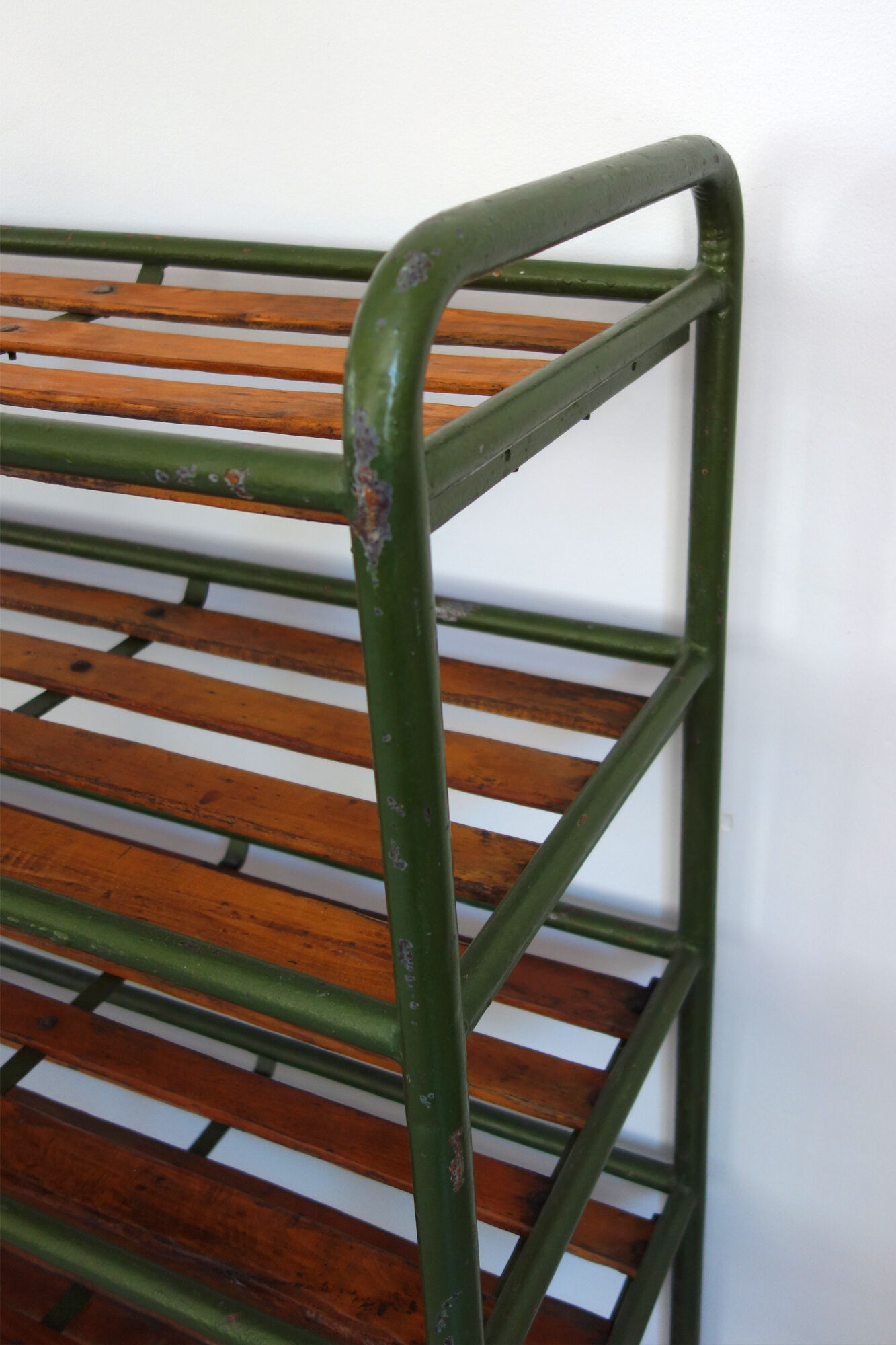 Old industrial shelf with wheels