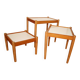 3 tables gigognes hêtre mélaminé blanc