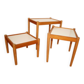 3 tables gigognes hêtre mélaminé blanc