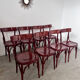 Set of 8 vintage 70s curved varnished wood bistro chairs