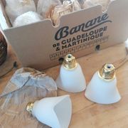 Lot de 3 tulipes baladeuses suspensions vintage en verre