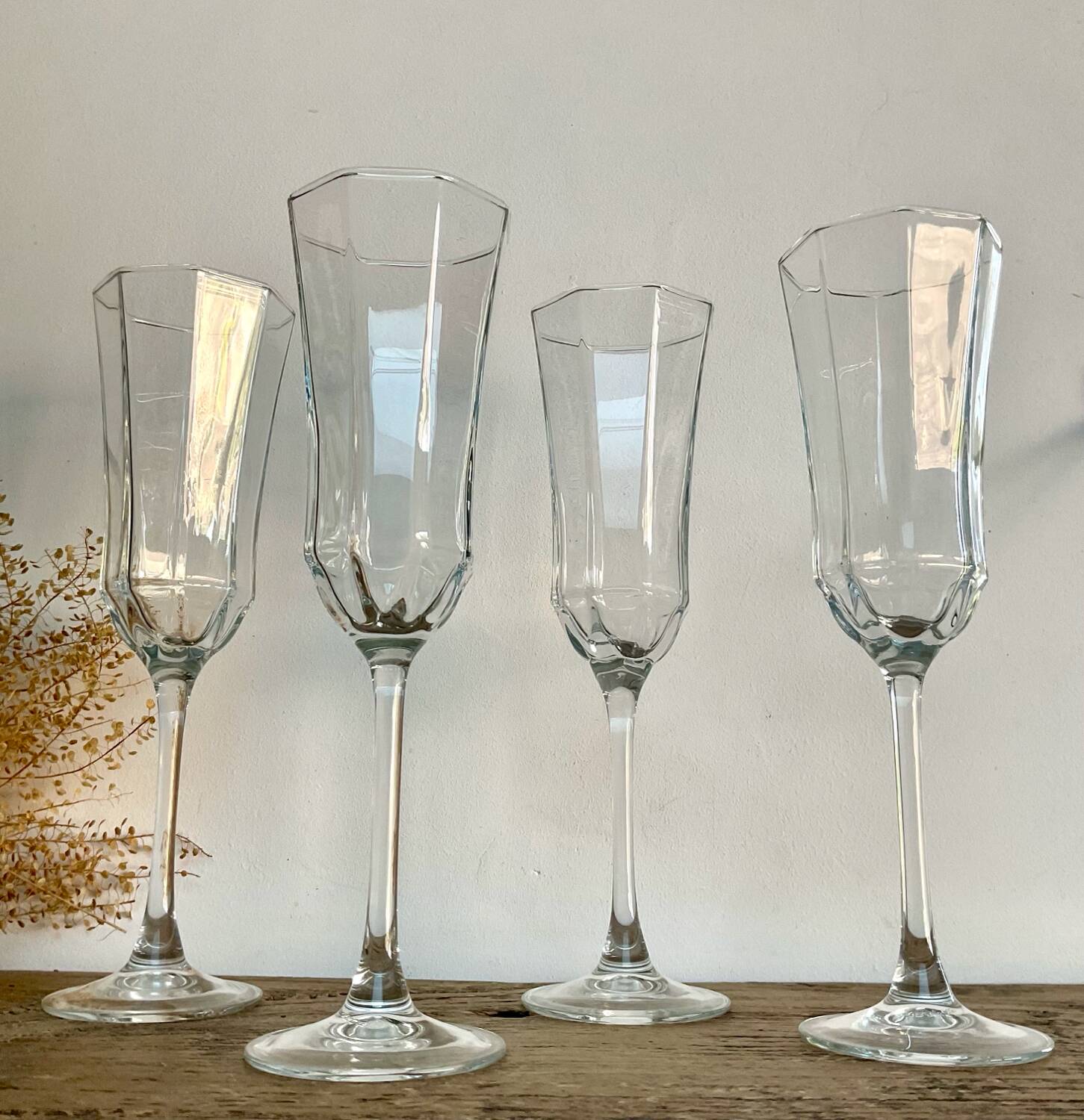 4 flûtes à champagne «octime » LUMINARC France vintage 