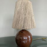 Vintage stoneware ball lamp and rope lampshade