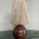 Lampe boule en grès vintage et abat jour corde