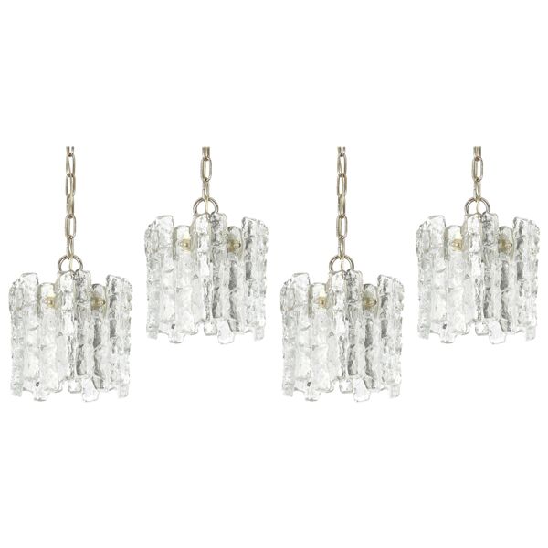 Suspension en verre glace Murano par Kalmar, Autriche, années 1960
