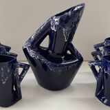 Ceramic orangeade service in ultramarine blue, workshop 59 - Vallauris -