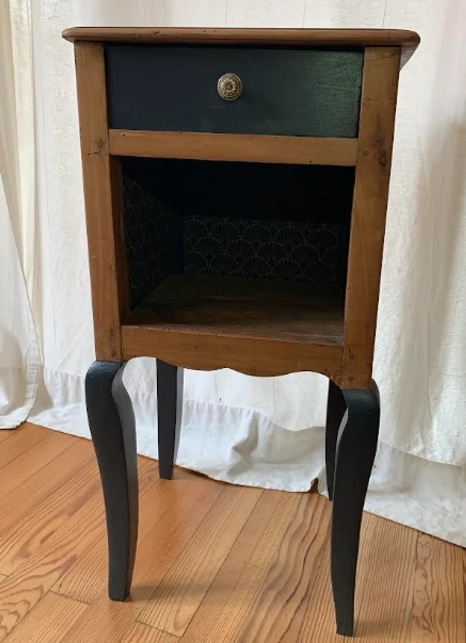 wooden bedside table