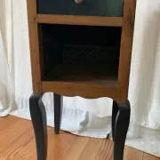 wooden bedside table