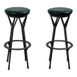 2 tabourets pivotant design Yamakado en cuir noir