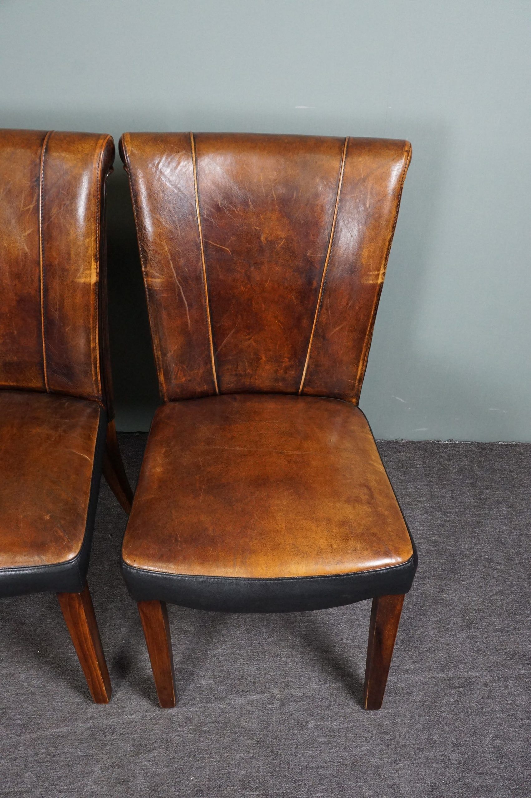 Set of 5 sheepskin dining chairs