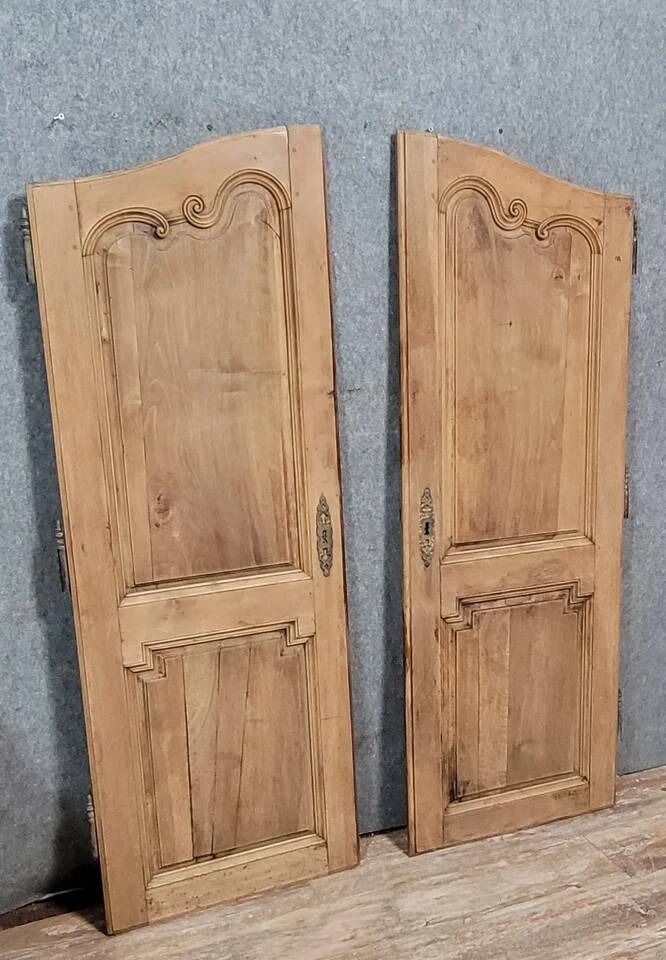 Pair of Louis XV period molded doors in solid wood