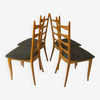 Série de 4 chaises anciennes en bois clair