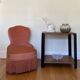 Fauteuil chauffeuse vintage velours saumon