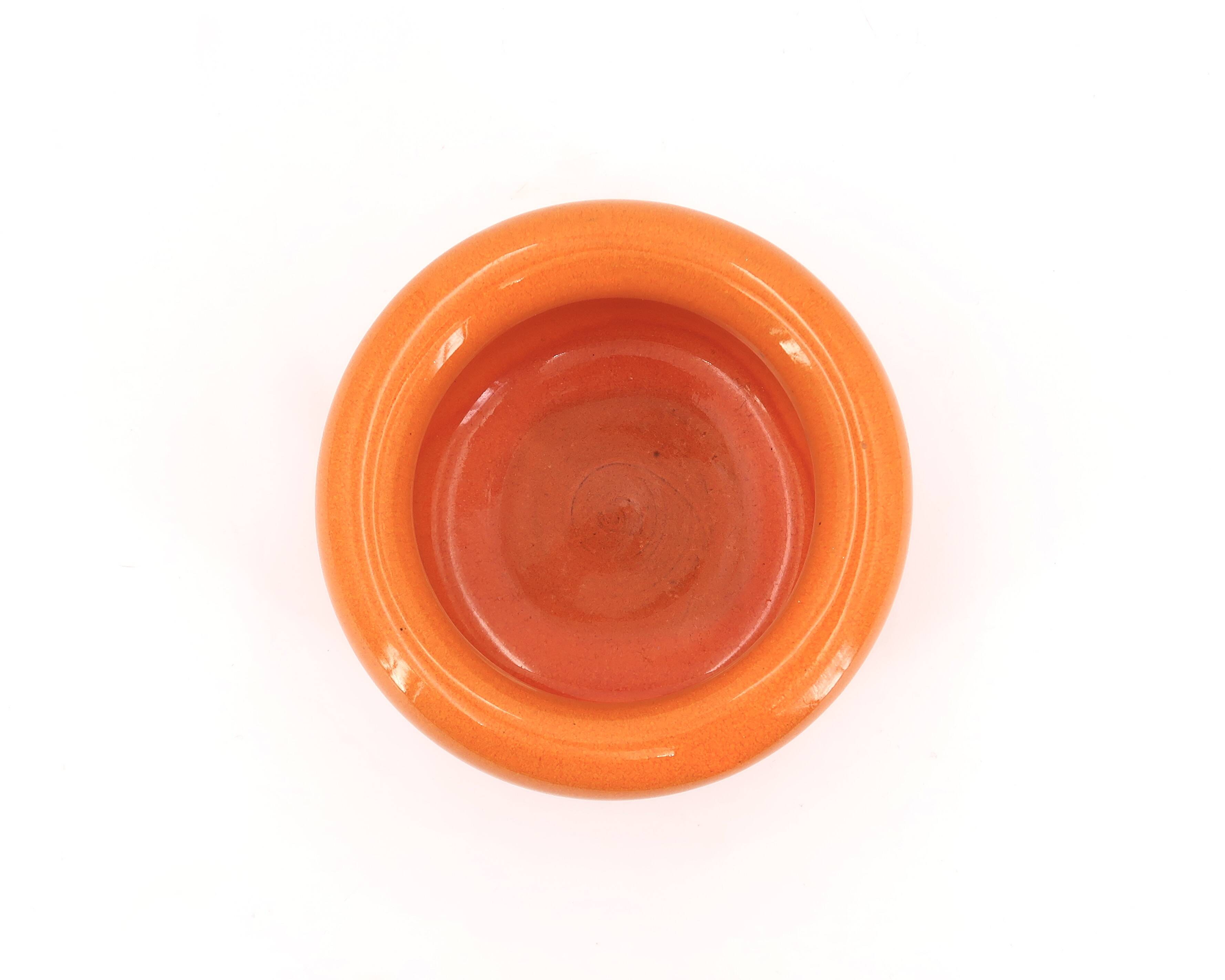 Vintage orange ceramic pot