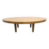 Circular coffee table in solid oak, circa 1960