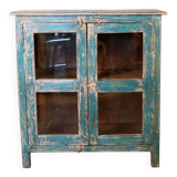 Antique Burmese teak sideboard with original blue and white patina