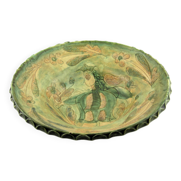 Hollow bowl in stoneware – Scalloped edge – Woman & flowers Françoise CHEDEVILLE