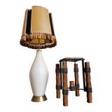 Large opaline and brass table lamp from the 60s
