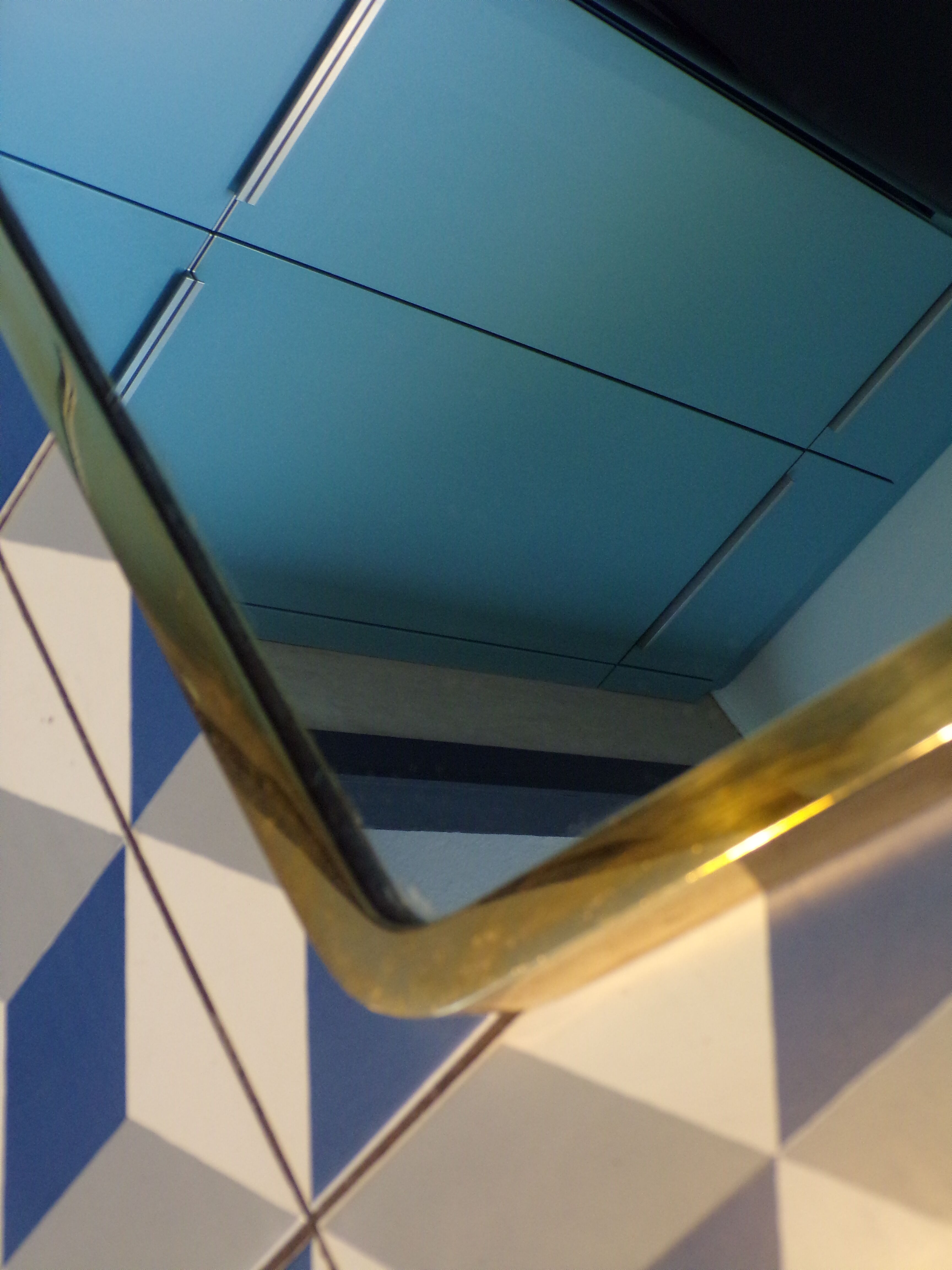 Mirror 1950 octagonal brass frame 41x70cm