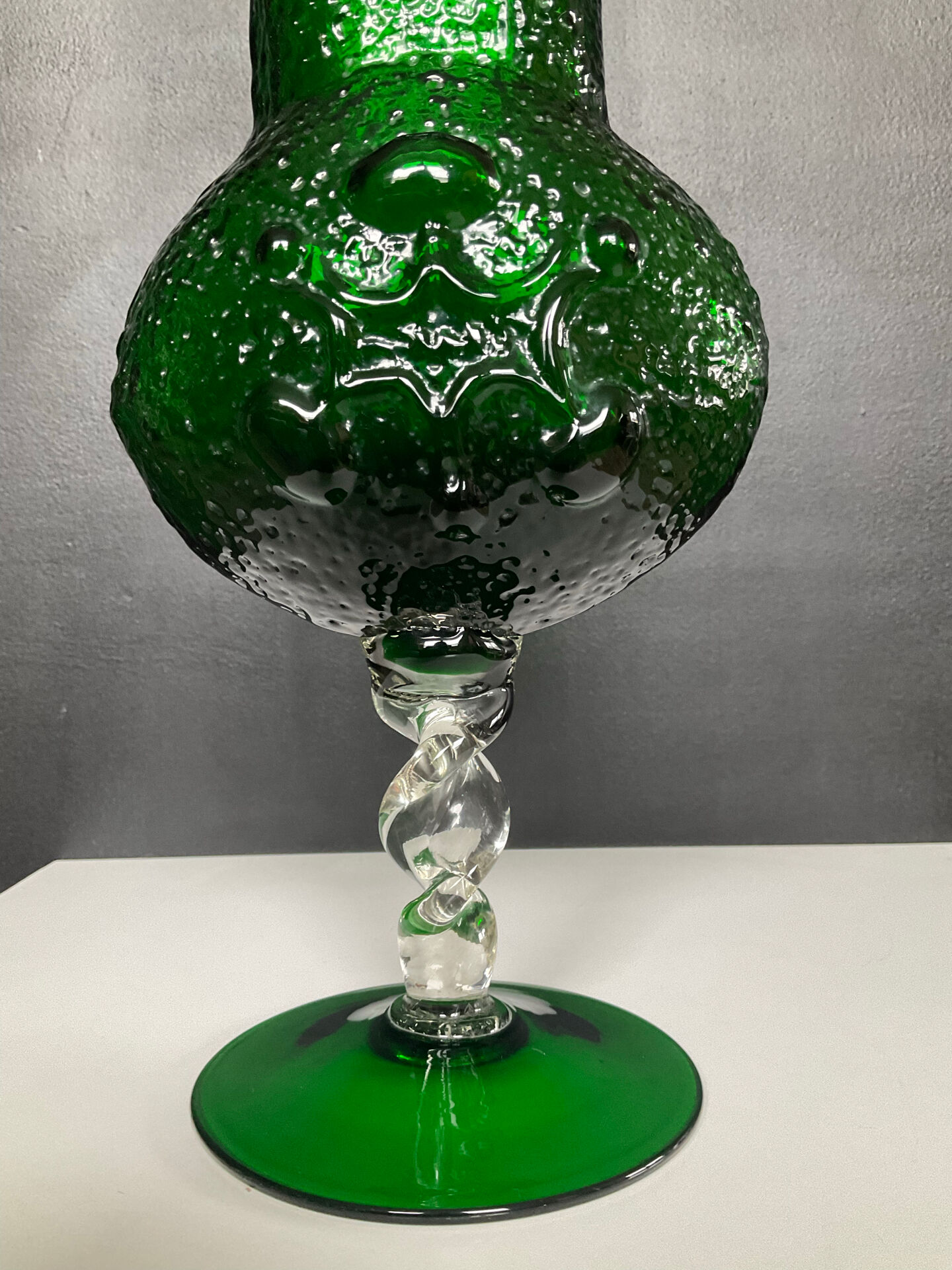Vintage pressed glass vase from the 1970s.