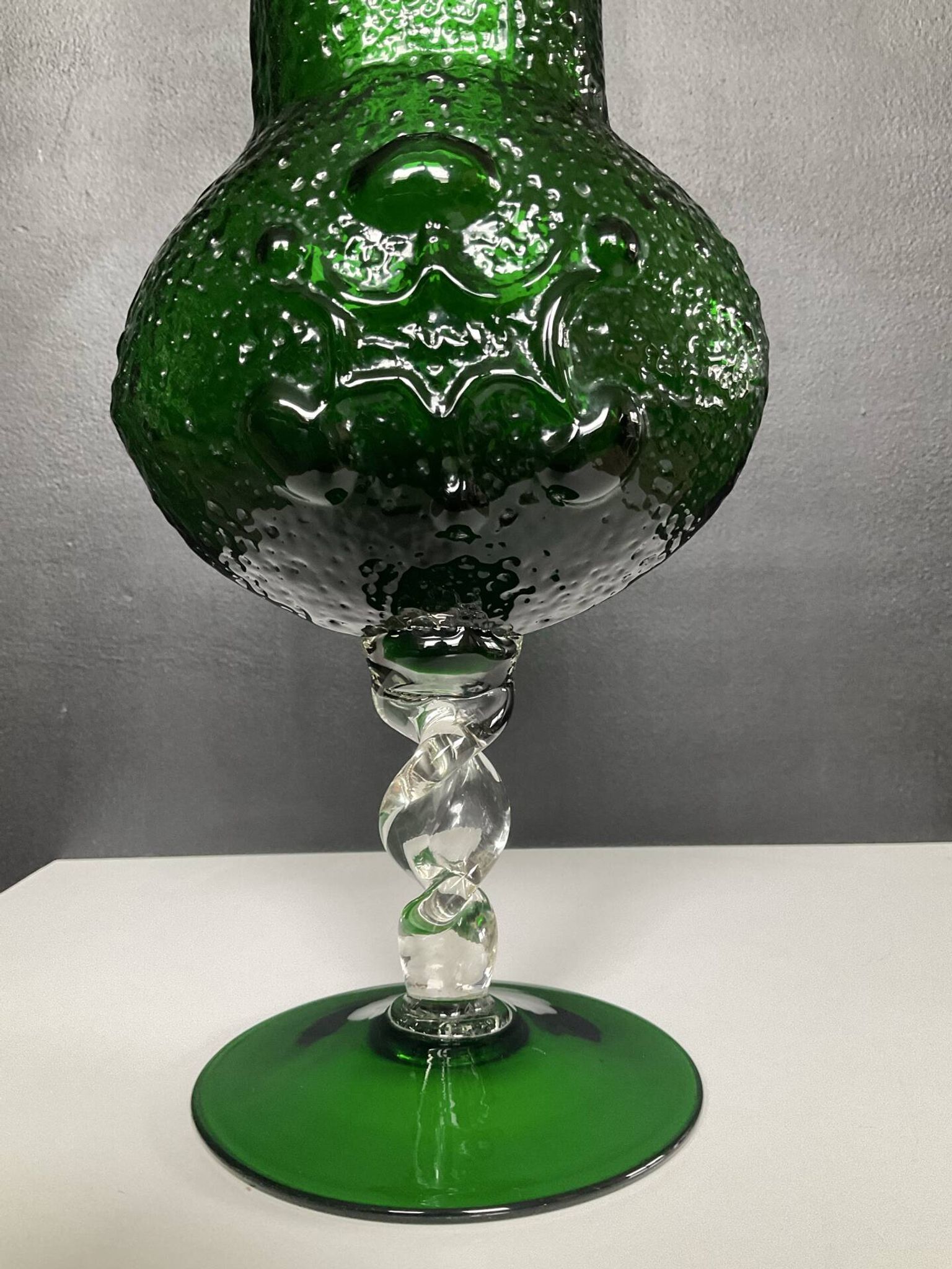 Vintage pressed glass vase from the 1970s.