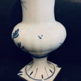 Petit vase 15cm signé delft blue 1960 base carrée peint main fleur faïence vintage ancien