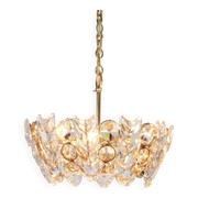 Small golden brass suspension with crystal glass inlay by Palwa, Germany, 1970s.