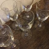 Set of 6 wine glasses etched on foot