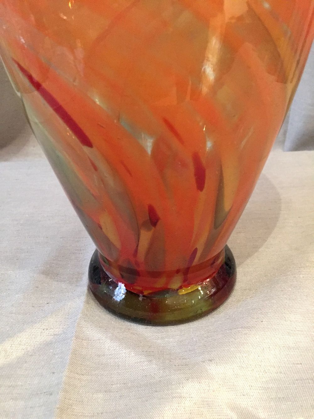 Vintage vase orange twist red and yellow