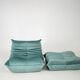 Togo set of armchair and pouf in mint velvet