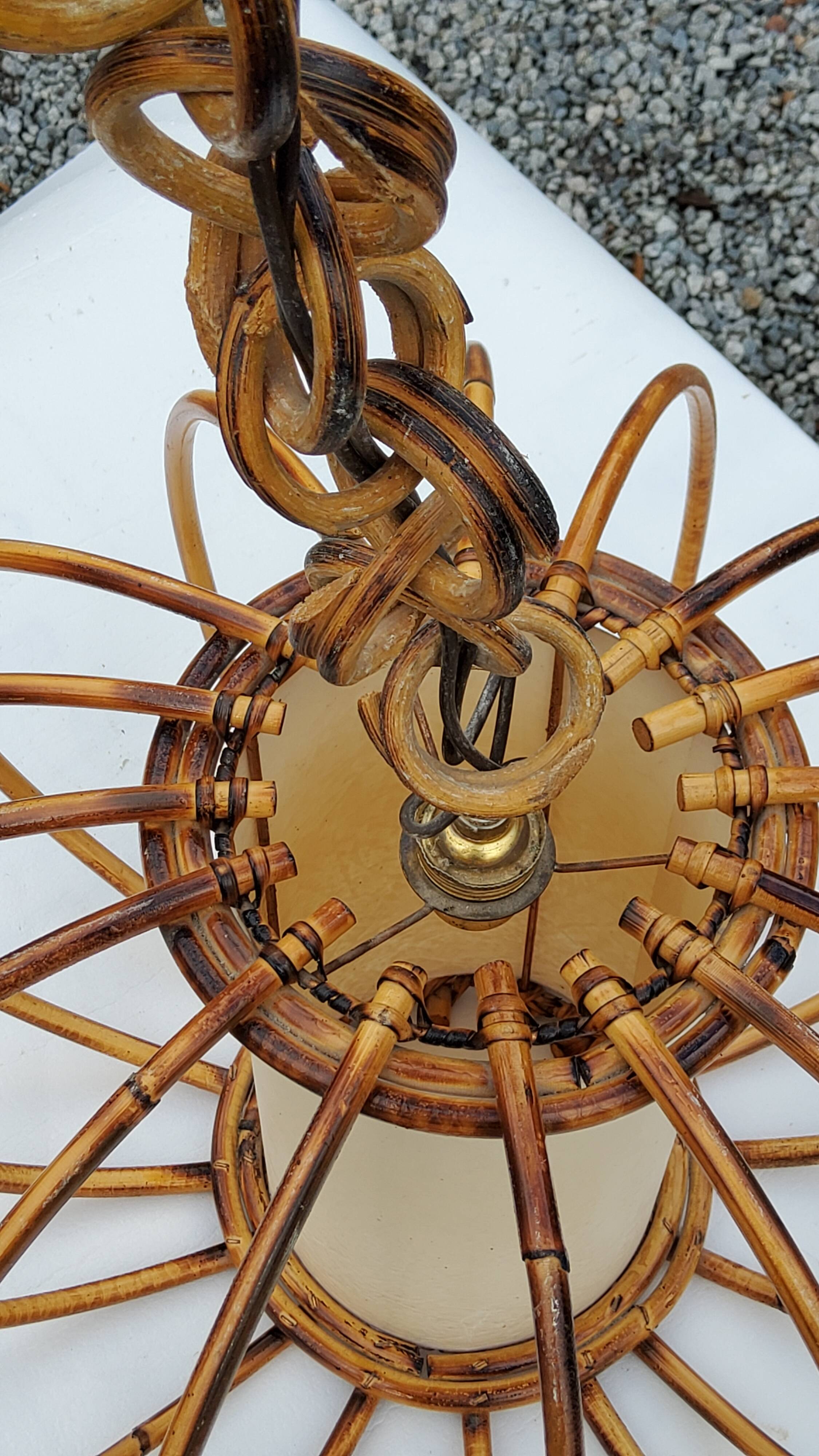 70s rattan pendant light