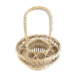 Vintage wicker bottle and glass holder