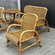 Vintage rattan garden furniture – complete set with sofa and armchairs.