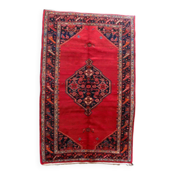 Tapis persan Hamadan vintage fait main, 136 cm x 210 cm, années 1960