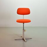 Ahrend De Cirkel Industrial Desk Chair with Orange Fabric Upholstery 1950s