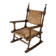 French Antique Oak and Rush Rocking Chair, 1900s