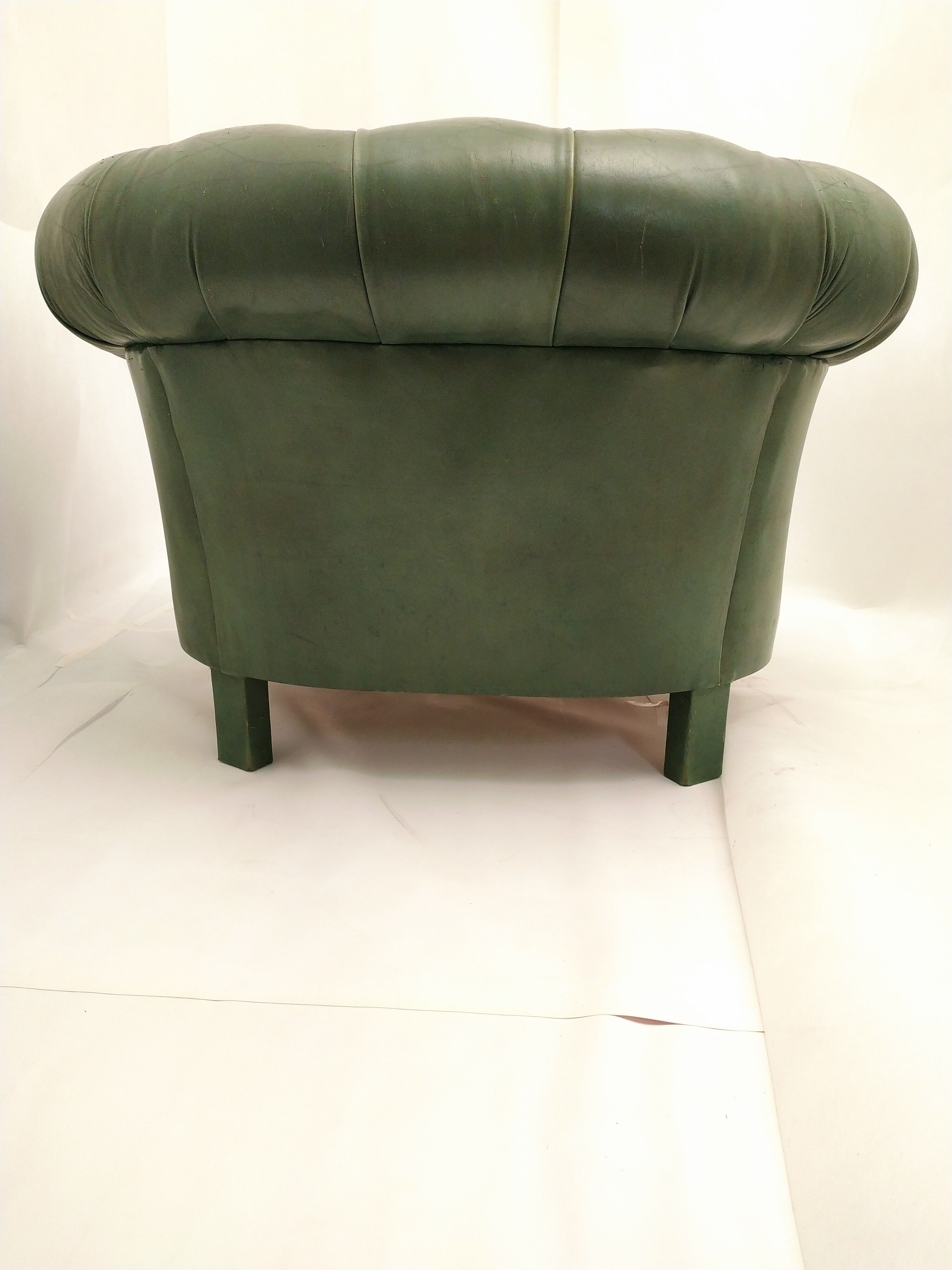 Former chesterfield green leather chair