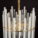 Lustre en laiton doré et baguettes en verre cristallin par C.Palme, Allemagne, années 1970