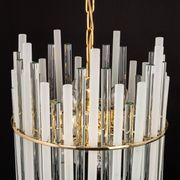 golden brass chandelier with crystal glass rods by C. Palme, Germany, 1970s.