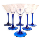 6 Campari Luminarc cocktail glasses blue base