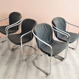 Chrome wire dining chairs by gastone rinaldi, 1970's.