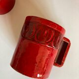 Set of 6 mugs in glazed earth Bitossi Italy 1960