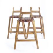 Large Vintage Bar Stool In Wood & Leather, Czechoslovakia 1950s