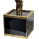 Gold metal palm lamp with glass plate base in 70s style