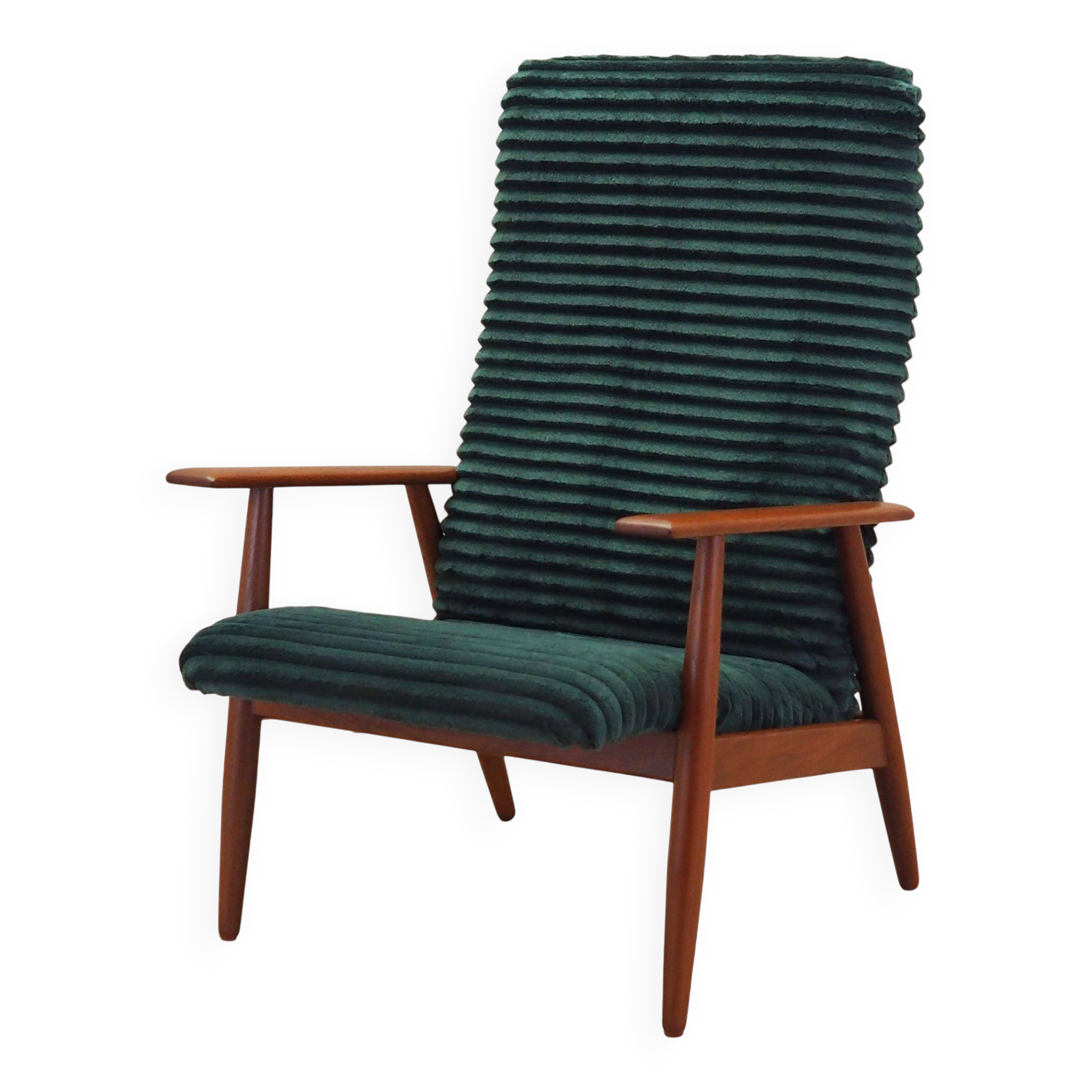 Fauteuil en velours, design danois, années 1970, production : Danemark