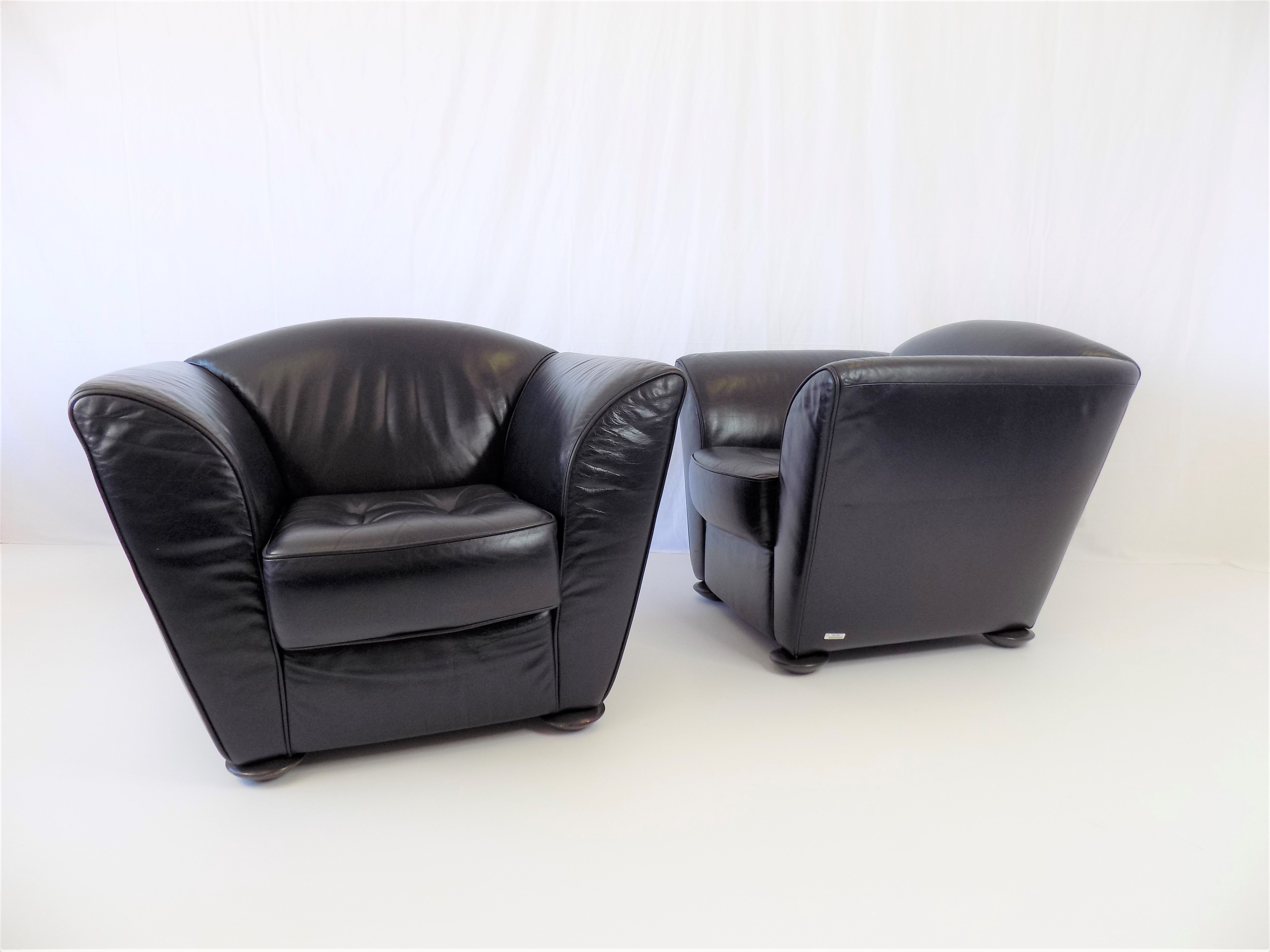 Cor zelda set of 2 leather armchairs by peter maly